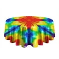 thumbnail image 5 of Rainbow Tie Dye Mandala Pattern Round Tablecloth 60"x60",Wrinkle Wipeable Table Cloth for Kitchen Dining Room Picnic Patio Party, 5 of 6