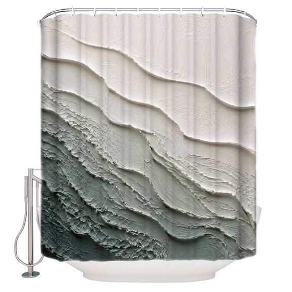 Grey Coastal Waves Bathroom Shower Curtains with 12 Hooks Polyester Waterproof Shower Curtain for Stalls and Bathtubs Abstract Summer Ocean Vintage Modern Art Decorative Bathroom Curtain 60x72 Inches