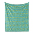 thumbnail image 1 of Lemons Soft Flannel Fleece Throw Blanket, Minimalistic Design of Multisize Tiny Lemon Continuous Pattern, Cozy Plush for Indoor and Outdoor Use, 70" x 90", Sky Blue and Yellow, by Ambesonne, 1 of 6