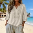 thumbnail image 6 of Breathable Linen Tops for Women Beach Vacation Flowy Summer Outfit, 6 of 6