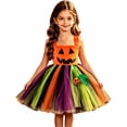 thumbnail image 4 of Halloween Tutu Dress Christmas Outfits Cute Pumpkin Sparkly Dresses with Straps #05 Orange Size 3Y, 4 of 7