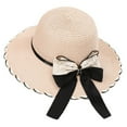 thumbnail image 2 of Washranp Women Sun Hats,Flower Embroidery Bow-knot Decor Wide Brim Straw Hat Round Summer Beach Hat, 2 of 4