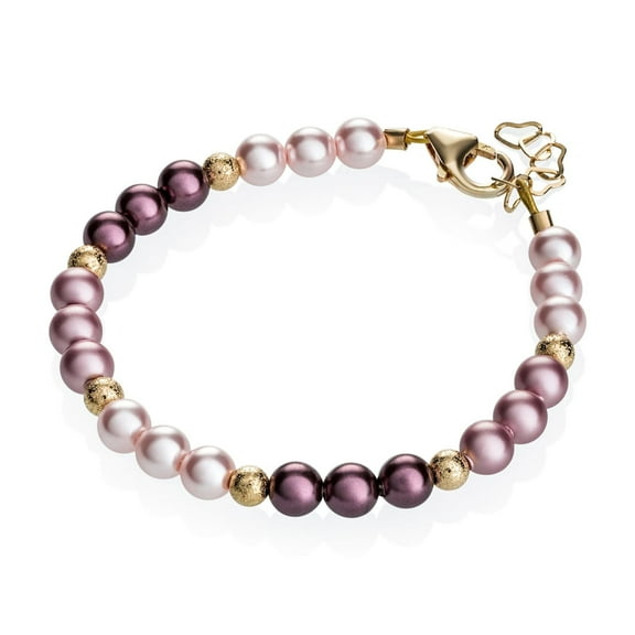 Rose, pink and purple pearls with gold glitter beads (B1737)