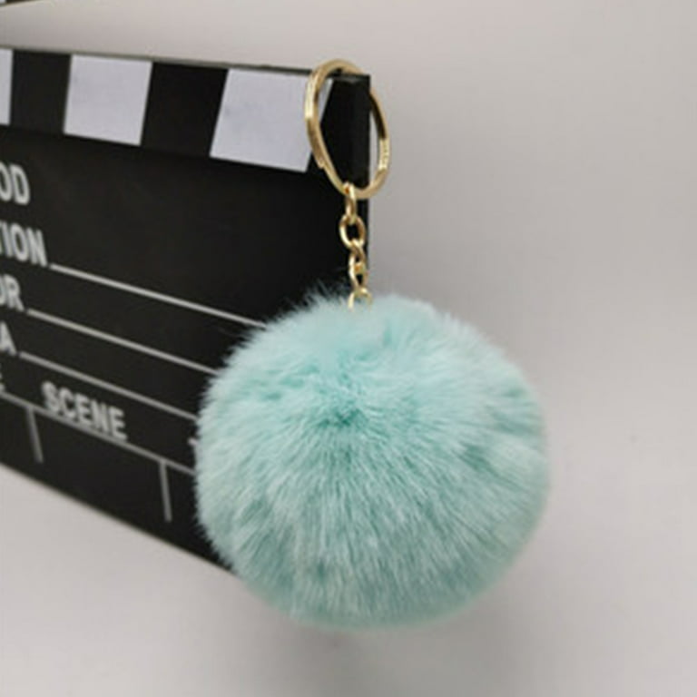 Real Fur Ball PomPom 6Dangle Purse Charm-French Blue w SilverHardware –  SCORE! Team Accessories