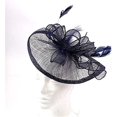 thumbnail image 4 of Tocado elegante para mujer, pinza para el pelo con plumas para novia, accesorios para cóctel Royal Ascot, azul marino, 4 of 4