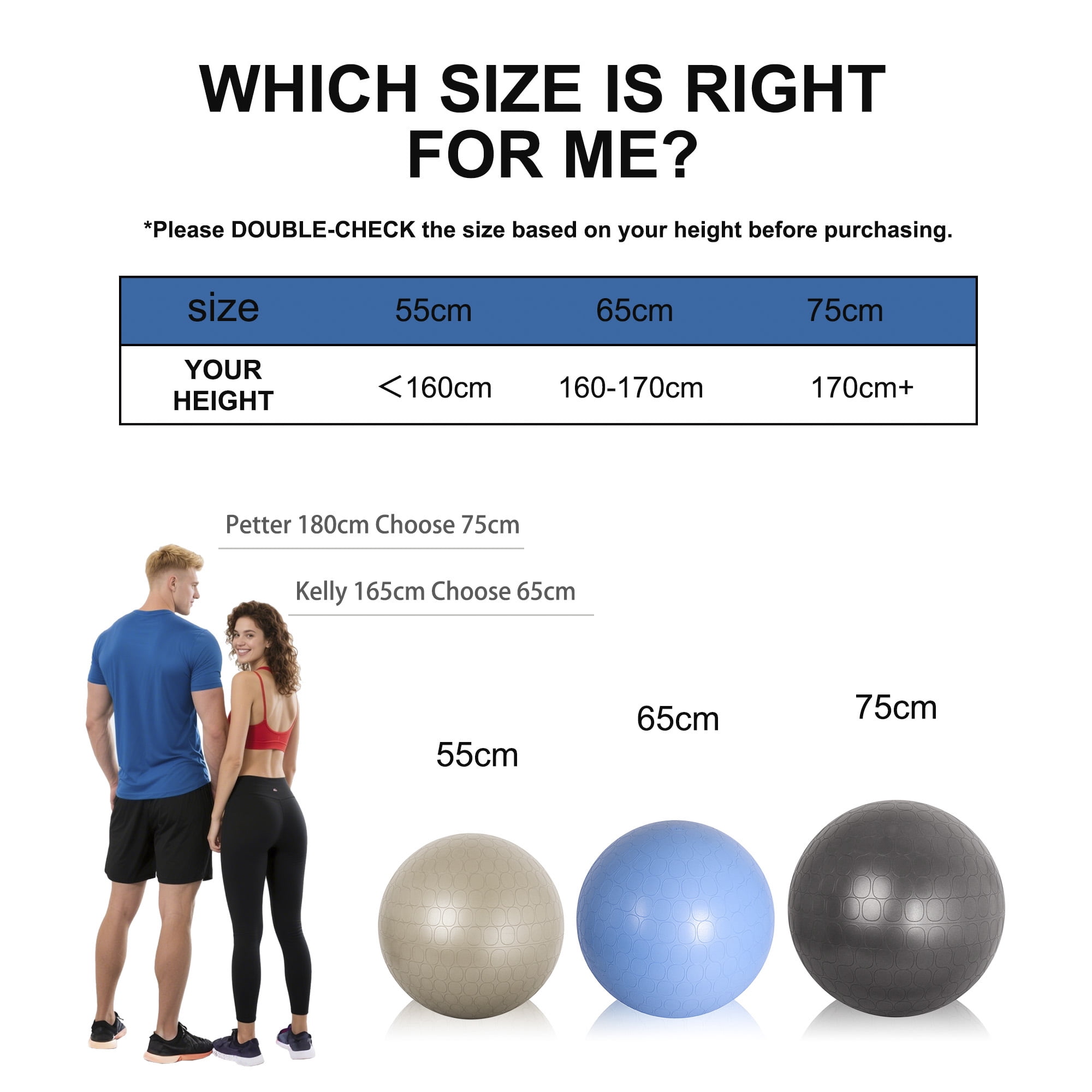 Athletic Works 75cm Exercise Yoga Ball, Anti Burst Free Air Pump for Fitness, Balance and Gym Workout