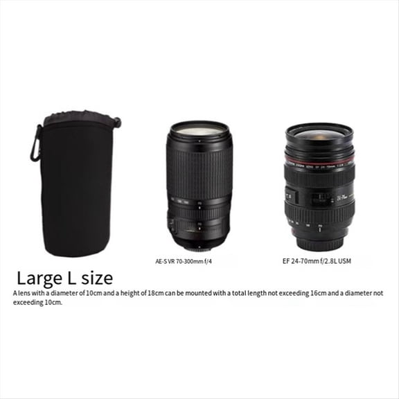 4 Pcs S/M/L/XL Camera Lens Pouch Bag Camera Lens Pouch Bag Tarp Camera Accessories,4 x Camera Lens Pouch bag(1pcs each for S/M/L/XL),Black