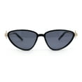 thumbnail image 2 of Womens Arrow Triangle Jewel Hinge Thin Plastic Cat Eye Designer Sunglasses Black Gold - Black, 2 of 4