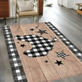 thumbnail image 4 of 4x6 Washable Area Rug, Farm Animals Non-Slip Rectangle Rug for Living Room Office, Star Hen Brown Wood Striped Black Plaid Indoor Accent Floor Mat for Home Decor, 4 of 9