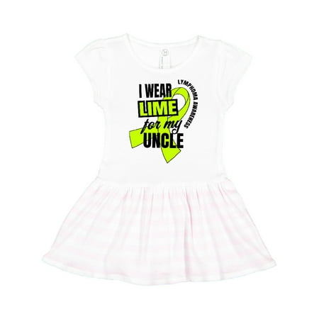 

Inktastic I Wear Lime For My Uncle Lymphoma Awareness Gift Toddler Girl Dress