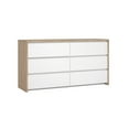 thumbnail image 3 of Tvilum Next 6 Drawer Double Dresser for Adults, Jackson Hickory/White High Gloss, 3 of 10