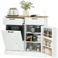 thumbnail image 1 of HOMCOM Armoire à Déchets Basculante, Îlot de Cuisine avec 2 Tiroirs, Blanc, 1 of 10