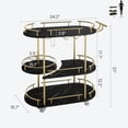 thumbnail image 7 of Towallmark Bar Serving Carts with 3-Tiers Storage Shelves, Mobile Bar Seving Carts on Wheels with Wine Rack and Glass Holder for Kitchen, Dining Room, Living Room, Gold and Black, 7 of 7