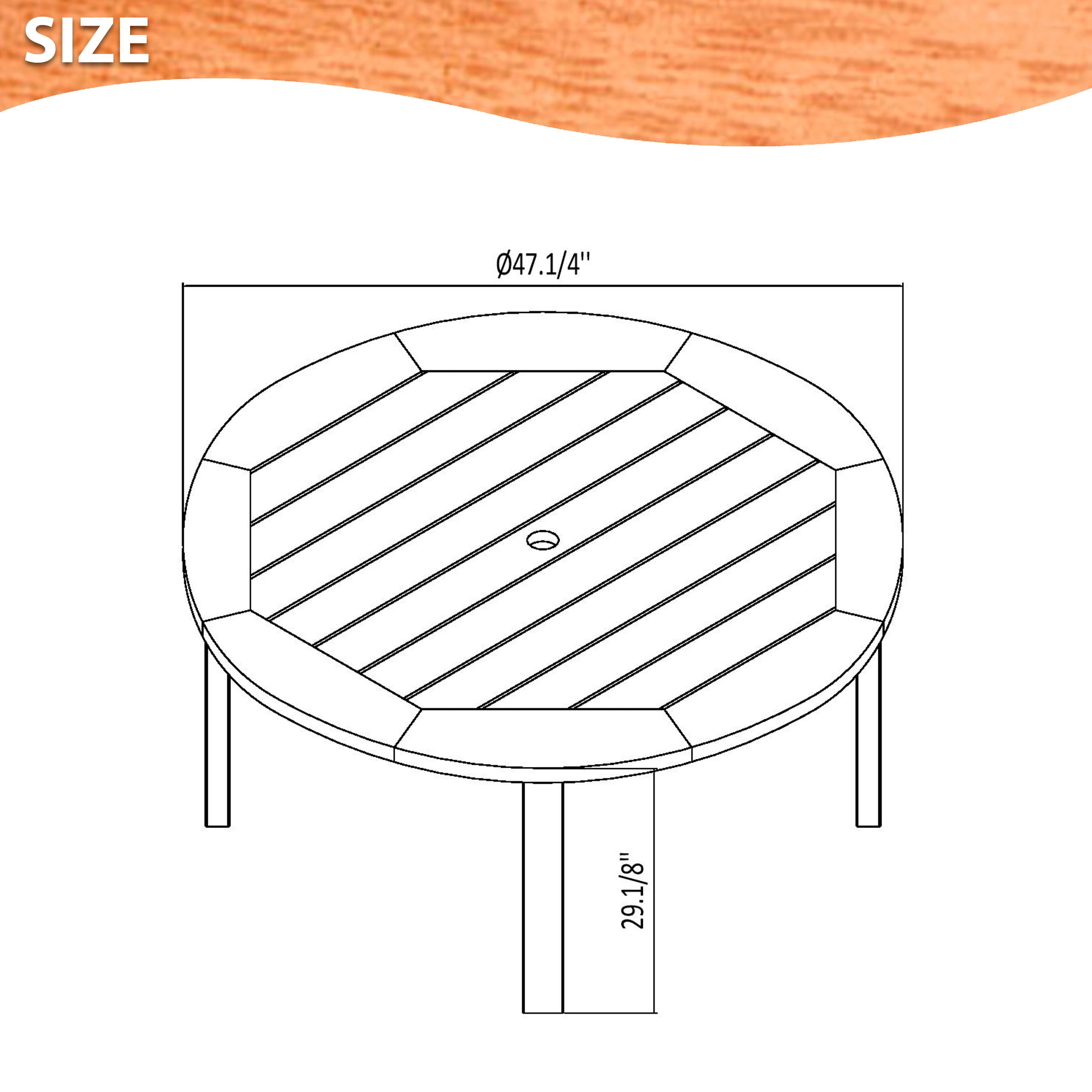 Amazonia Milano FSC Eucalyptus Wood Outdoor Round Table, Seating Capacity: 6