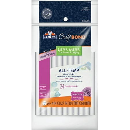 UPC: 0026000060554 | Elmer s Less Mess Hot Glue Sticks 4in Mini 24/Pkg.