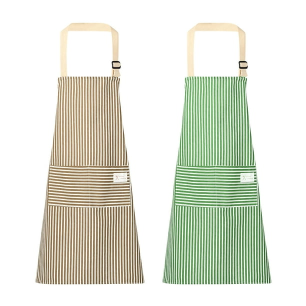 Delantal de algodón de lino con bolsillos - Bata sin mangas de PVC para cocina, restaurante y trabajo, 72x65cm, pack de 2