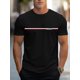 thumbnail image 1 of Camiseta creativa de manga corta con cuello redondo para hombre, con estampado gráfico geométrico y letras, ideal para verano, actividades al aire libre y tiempo libre., 1 of 5