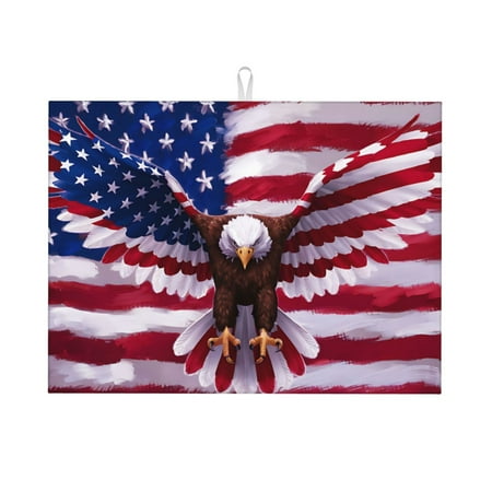 

Zeuib USA Eagle with Spread Wings Dish Drainer Kitchen Counter Kitchen Drying Mat Heat Resistant Drainer Mats Easy to Clean Dish Rack Pad