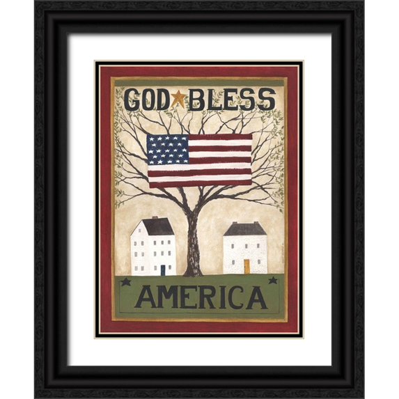 Shamp, Cindy 11x14 Black Ornate Wood Framed with Double Matting Museum Art Print Titled - God Bless America