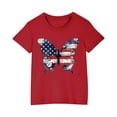 thumbnail image 1 of Vestido Corto de Verano Niños Niños Niñas Camiseta de Algodón Cuello Redondo Lindo Día de la Independencia Imprimir Top, 1 of 7