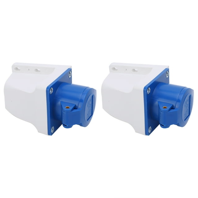 Qiilu 2Pc Industrial Power Socket Connector 3-Pin Single-Phase 16A 3 Hole 220-250V New