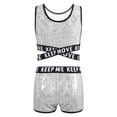 thumbnail image 2 of TiaoBug Kids Girls Sequins Dance Athletic Outfit Sleeveless Tank Jazz Crop Top with Shorts Set Silver 8, 2 of 7