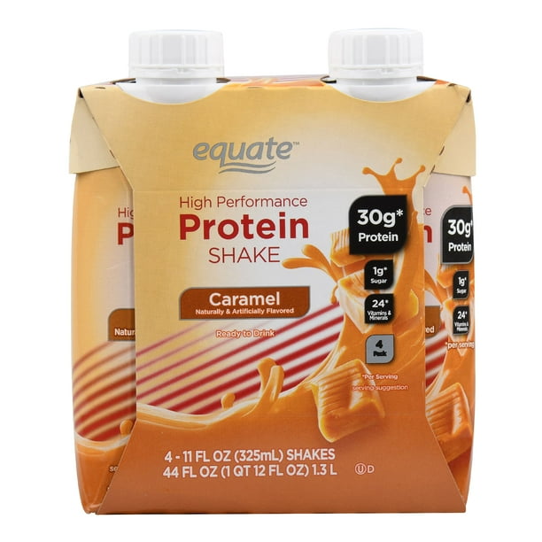 Equate High Performance Protein Shake, Caramel, 44 oz., 4 ct. Walmart