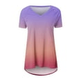 thumbnail image 4 of Summer Short Sleeve Tunic Long Tops for Women Trendy Plus Size Flowy Shirts Casual V Neck Smocked Floral Blouses 2024 Purple Fashionable top, 4 of 5