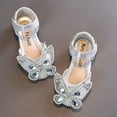 thumbnail image 4 of WERYOUNG Girls Sandals Summer Sparkly Sequins Rhinestone Bow Pearl Dance Performance Princess Shoes Girls Cute Party Wedding School Sandal,Silver,5-5.5 Years, 4 of 8