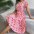 thumbnail image 5 of Ruimatai Women's Casual Sexy V Neck Short Sleeve Dress Summer Loose Print Flowy Party Dress with Waist Tie and Ruffle Hem, 5 of 6