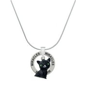 Delight Jewelry Resin Black Cat Miracles Ring Charm Necklace, 18"