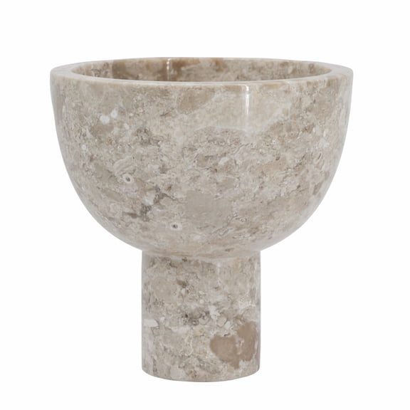 D6x6" Round Marble Pedestal Bowl, Cream