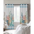 thumbnail image 3 of Summer Beach Blackout Curtains for Bedroom Living Room, Ocean Colorful Coral Shell Starfish Seaweed Blue Plaid 72 In Long Thermal Insulated Room Darkening Drapes Grommet Window Treatments, 52 x 72 In, 3 of 9