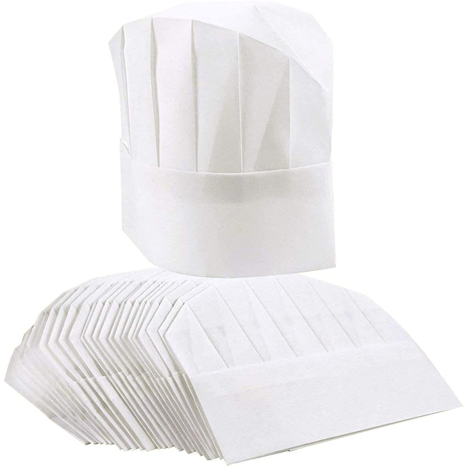 Chef Hat Adjustable Hook Clos Kitchen Cooking Cap for Adult or Kids 2 Pcs White 