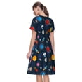 thumbnail image 6 of Vsdgher Space Cartoon for Womens Summer 2025 Casual Midi Maxi Dresses Lightweight Short Sleeve Round Neck Beach Dress -Medium, 6 of 7