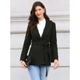 thumbnail image 6 of DARING DIVA Women's Lapel Collar One Button Overcoat with Belt XS Black, 6 of 7