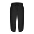 thumbnail image 4 of Honeeladyy Mens Linen Cotton Loose Fit Pants Casual Lightweight Elastic Waist Summer Beach Pants New Year Gift for Boyfriend Black XL, 4 of 5