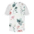 thumbnail image 5 of LYXSSBYX Womens T Shirts Graphic Tees Trendy Women's Fall and Summer Sexy Short Sleeved Neck Printed Color Lace Patchwork Fold T-Shirt Top Blouse, 5 of 5