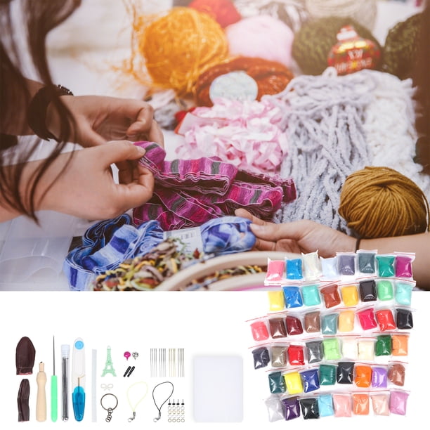 Kit Fieltro Agujas 60 Unidades - 3 Tamaños (Grueso, Medio, Fino) Con Mangos Madera - Para Manualidades