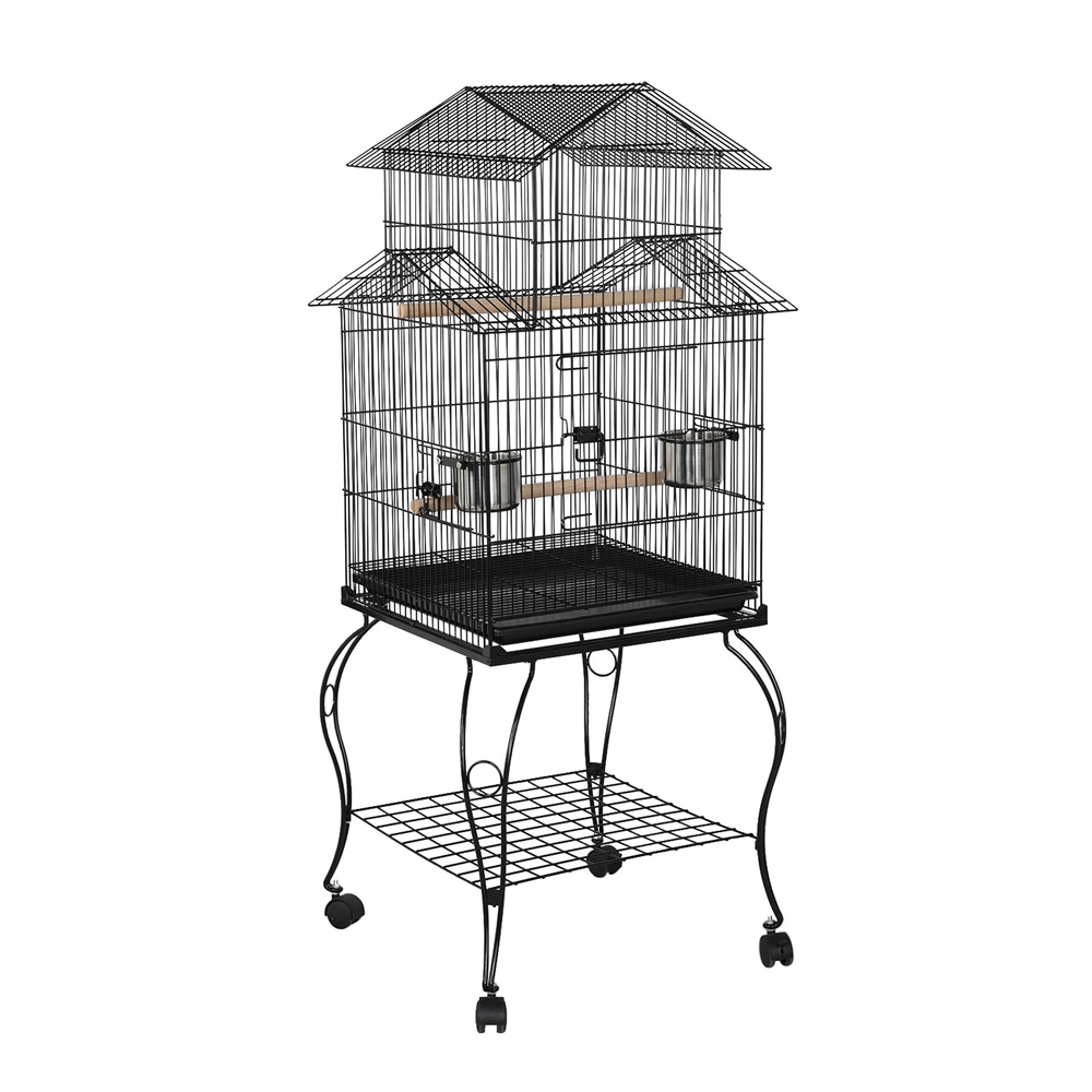 Yaheetech 55.1" Rolling Metal Bird Cage with Stand, Black photo 4