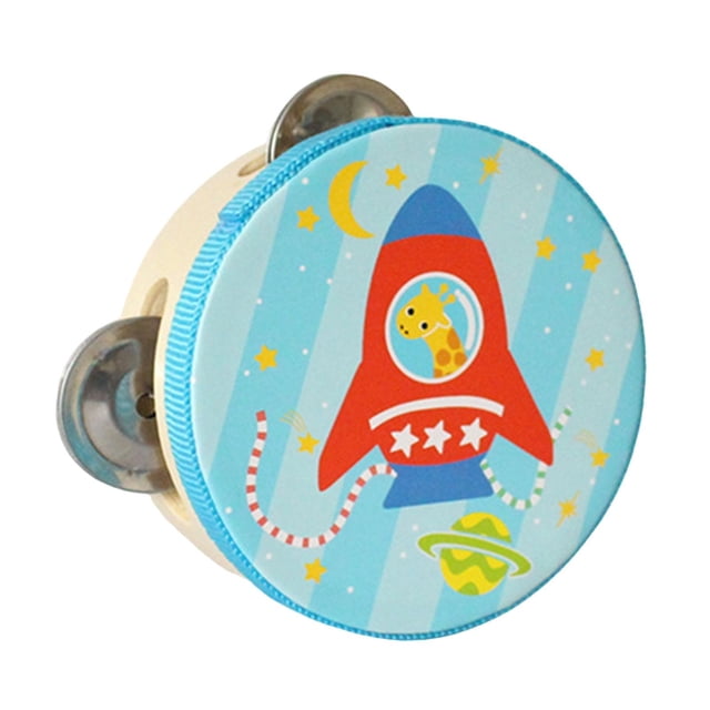 Pandereta de mano de madera de , instrumentos de percusión, tambor de mano, juguete educativo para juegos, juguetes, karaoke, niños pequeños 10 centímetros