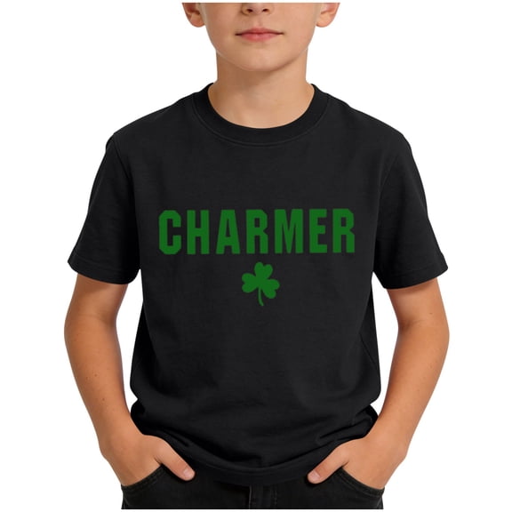 Fengactive Toddler Kids Clover St Patricks Day Print T Shirt Crew Neck Breathable Casual Summer Short Sleeve Tops for 1-12T