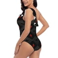 thumbnail image 5 of Yiaed Red Poker Print Women One Piece Swimsuits Tummy Control One Shoulder Bathing Suits Pattern Ruffle Swimwear-Large, 5 of 8
