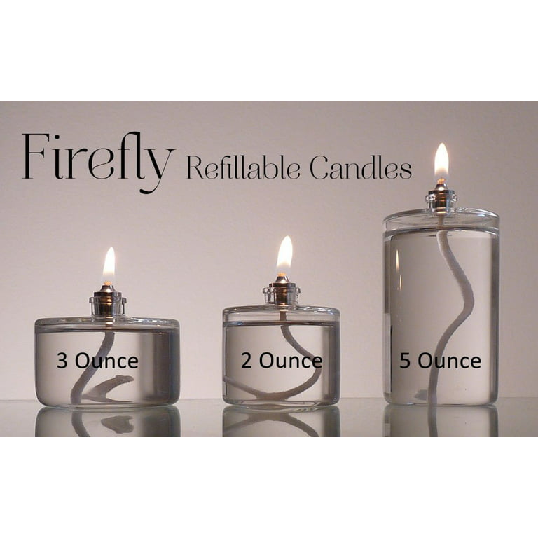 Firefly 2oz Refillable Glass Liquid Candle | Emergency Candles |  Replacement for Paraffin Fuel Cell