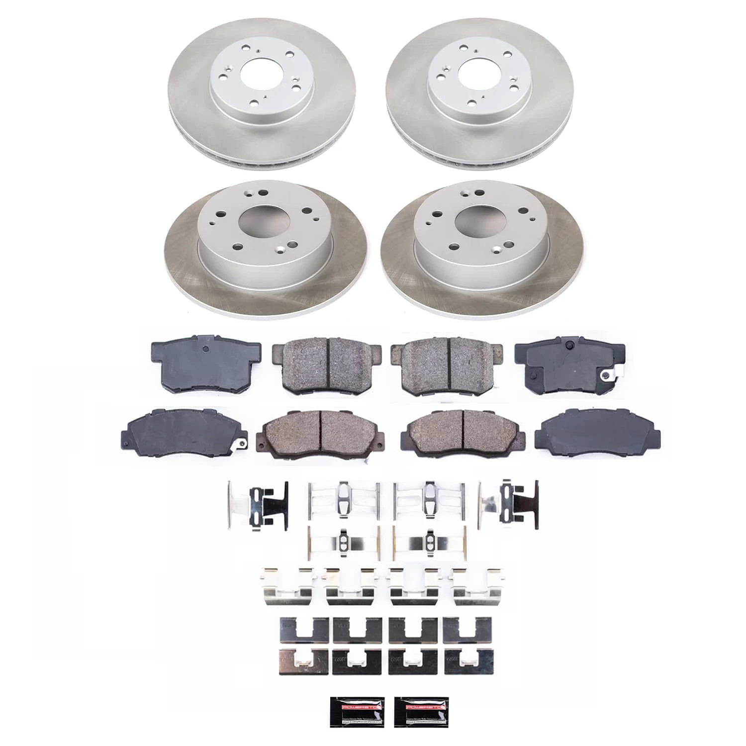 PowerStop Front and Rear Semi-Coated Rotor and Low-Dust Ceramic Brake Pad Kit SC1042
