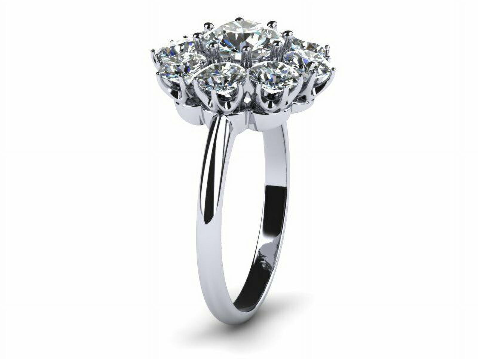 HeartsAndYou 2ct Round Cut Moissanite Floral Flower Engagement Ring for Women 18k White Gold over Silver