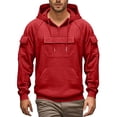 thumbnail image 3 of Blekii Men's Cargo Pocket Hoodie, Utility Style Pullover Sweatshirt, Large Pocket Detail on Chest, Durable Casual Top for Work Or Outdoor Use, Rugged Streetwear Look, Functional for, 3 of 8