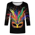 thumbnail image 5 of Mardi Gras Tee Shirts for Women Plus Size Funny 3/4 Sleeve Cute Holiday Crew Neck Tops 2026 Mardi Gras Outfit Carnival Theme Party Tee Tops, 5 of 6