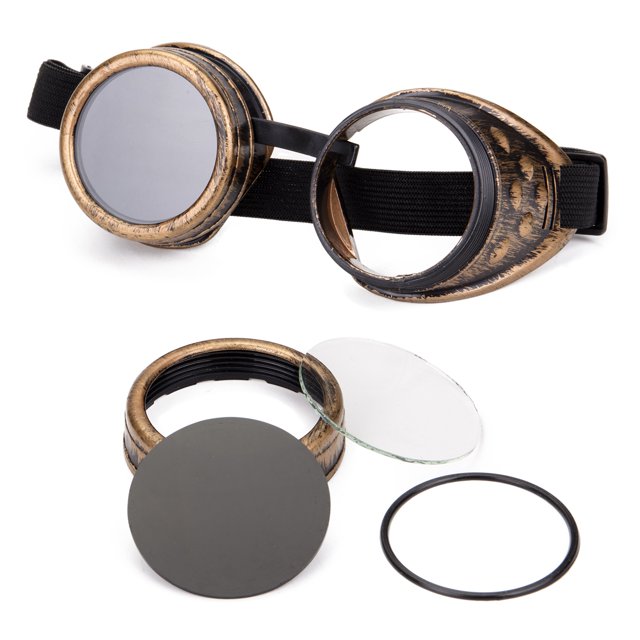 C.F.GOGGLE Kaleidoscope Goggles Steampunk Welding Goth Cosplay Vintage Goggles Rustic, Black
