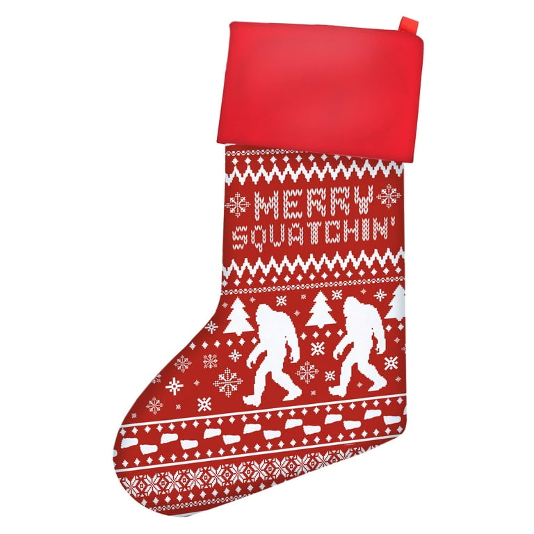 ThisWear Funny Christmas Stockings Sasquatch Merry Squatchin Christmas  Stocking Red